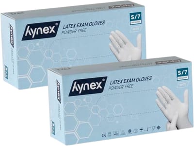Hynex Latex Wegwerphandschoenen – Poedervrij - 5 gram – Wit – Maat S – Set van 2 (2x100 stuks) – Comfort & Bescherming