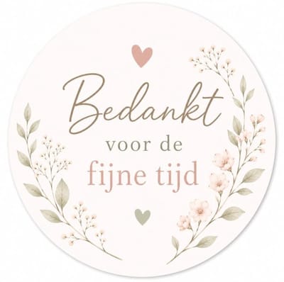 20x Sluitsticker Bedankt voor de fijne tijd - Bedankt fijne tijd - Cadeausticker - Sluitsticker - Rond - 40mm - 20 stuks - Wensetiket - Afscheid - Basisschool - Uitdelen - Traktatie - Uitdeeltraktatie - Collega