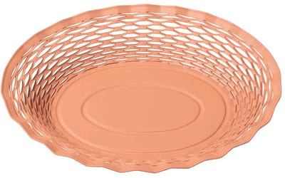 Broodmandje van RVS - Vintage - Ovaal - Groot - Oud Roze - 30 x 24 x 5 cm
