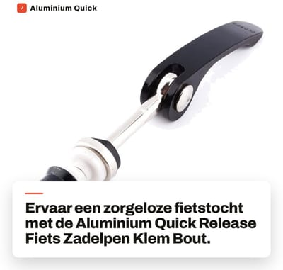 Dailygoods- Zadelpenklem Snelspanhendel - Aluminiumlegering - Universele Pasvorm - Eenvoudige Vervanging - Duurzaam - Robuust - Zadelklem