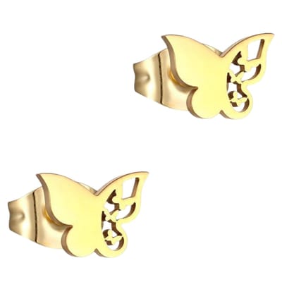 Aramat Jewels | Oorbellen | Stalen vlinder oorbellen – goudkleur – 7x10 mm | | | |10mm | Staal | Kinderen, Volwassenen | Verkleurd niet
