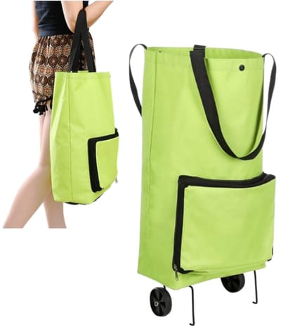 1 stuk - Opvouwbare boodschappenwagen op wielen - Draagbaar en gemakkelijk op te bergen - Handtas - Voedselbewaartas - 28*18*47 cm - Geschikt voor dagelijkse boodschappen, thuisgebruik en op reis - Groen