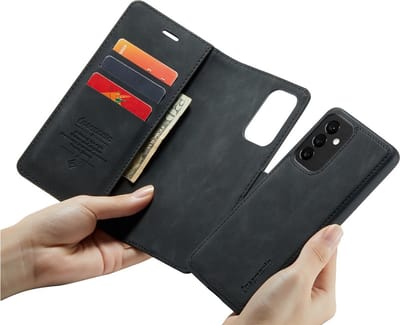 CaseBoutique Bookcase hoesje geschikt voor Samsung Galaxy A16 - Effen Zwart - Kunstleer - 2-in-1 Magnetisch Uitneembaar Design
