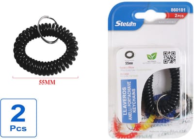 Decopatent - 2 STUKS Polsbandjes Sleutelhangers Set - Sleutelhanger Ringen voor om Pols - Stelam Arm Sleutelhangers voor Kinderen & Volwassenen - Elastische sleutelhanger met metalen sleutelring - Sleutelringen