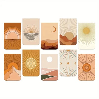 Viwado® - Set van 10 Magnetische Boekenleggers - Boheems Abstract Design - Dubbelzijdig, HD Print & Premium Papier