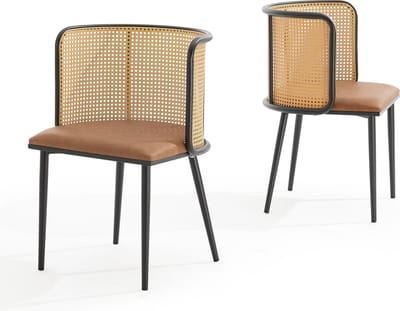 Eetkamerstoel Flen set van 2 bruin en zwart 75x52x49 cm