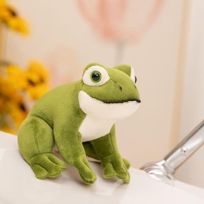 Gesimuleerde Kikker Pluche Speelgoed Gevulde Groene Kikkers Levensgetrouwe Dieren Pluche voor Kinderen Verjaardagscadeau Voor Jongen Cadeau about 10-12cm beige