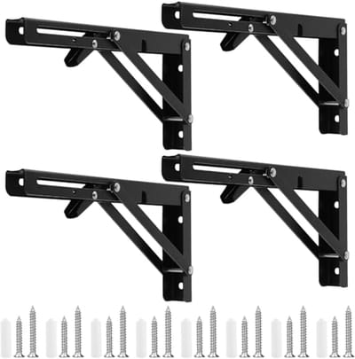 4 Stuks Inklapbare Klapconsole - Zwart - Max. Draagkracht 50 kg - Ideaal voor Wandplanken en Klaptafels