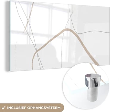 MuchoWow® Glasschilderij 40x20 cm - Schilderij acrylglas - Abstract - Minimalisme - Line art - Foto op glas - Schilderijen