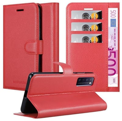 Cadorabo Hoesje geschikt voor Huawei NOVA 7 5G in KARMIJN ROOD - Beschermhoes met magnetische sluiting, standfunctie en kaartvakje Book Case Cover Etui