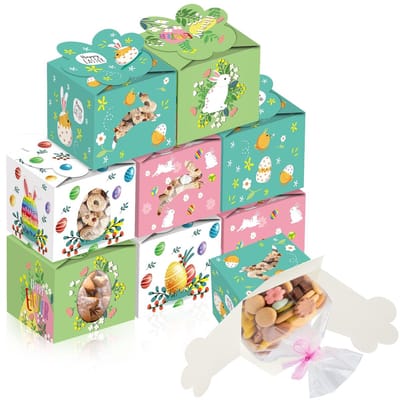 Dailygoods - 12 Stuks Geschenkdoos Pasen, Paaslekkernijenboxen, Paasnestjes om te Vullen, DIY Paaseieren Konijn Paasnestje Paasgeschenken Voor Kinderen, Knutselen Voor Kinderen