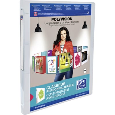 Presentatieringband Oxford Polyvision A4 4-rings O-mech 15mm transparant