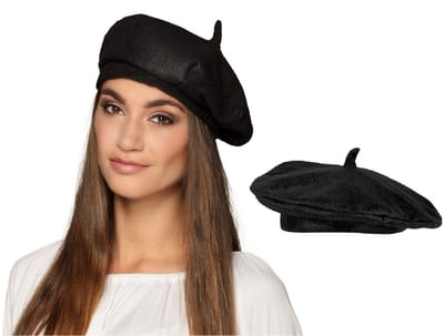 Boland Verkleed hoed - 2x - baret - zwart - polyester - franse baret - frans - landen thema - carnaval