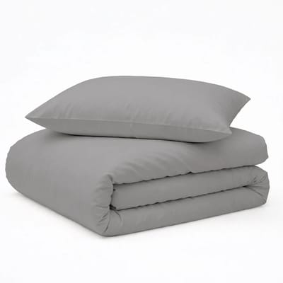 Decoware Peuter Dekbedovertrek Uni 120x150 cm - Grijs - Katoen - Voor Peuterbed - Met Kussensloop