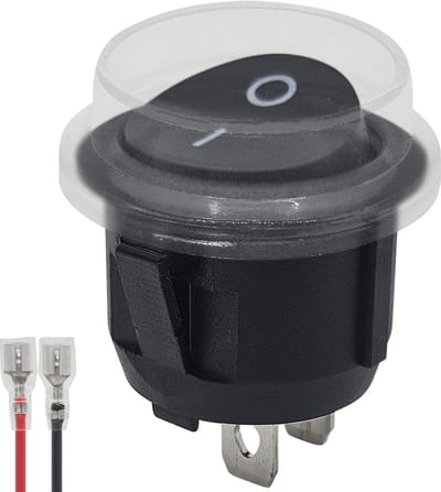 ProRide Wipschakelaar ON/OFF KCD2-202 - met Beschermkapje en Aansluitkabel - 2-pins - Rond ⌀20mm - 250V/6A - Zwart