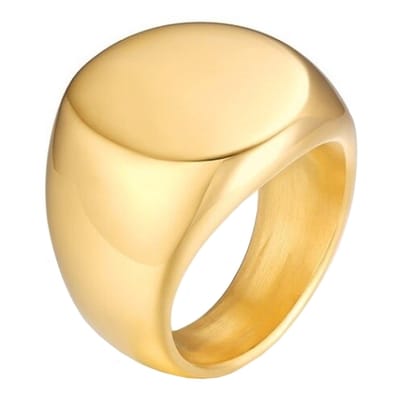 Stalen heren ring Mendes Ronde Zegel Goudkleurig-21.5mm