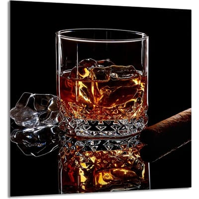 TMK ArtDeko - Serie Whisky - Glazen Keukenpaneel - 60x65 cm - Geschikt voor Alle Soorten Fornuizen