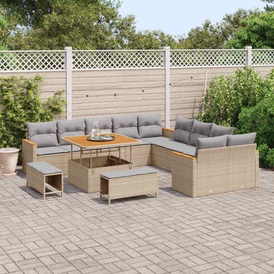 vidaXL - Tuinbank - Set - 13 - st - Beige - poly - rattan