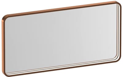 Brauer Sapphire Spiegel - Rechthoekig met Afgeronde Hoeken - 80 cm - met Koper Frame - met Directe LED-Verlichting - Dimbaar en met Kleurfunctie - met Afstandsbediening