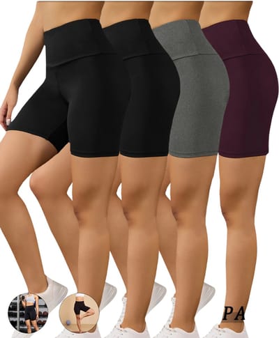 Livano Biker Short Dames - Korte Legging - Lange Onderbroek - Bikershort - Met Pijpjes - 4 Pcs - Zwart/Grijs/Bordeauxrood - Maat XS