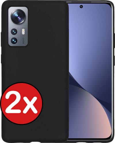 Hoesje - 2 Stuks - Geschikt voor Xiaomi 12 - Sterk & Shockproof - Telefoonhoes - Back Cover - Case Siliconen - Telefoon Hoes - Zwart