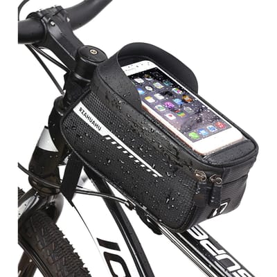 Sacs de montage de téléphone de vélo étanche sac de Tube supérieur de cadre avant avec étui de support de téléphone à écran tactile noir