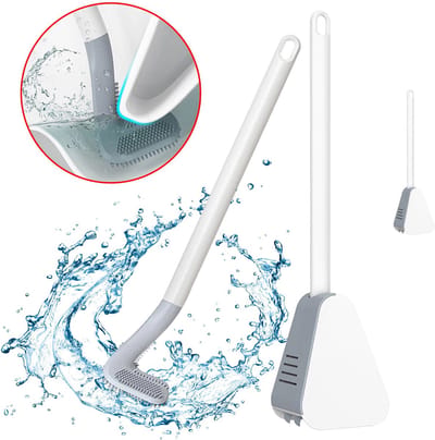 Firsttee Siliconen Golf Toiletborstel – WC Borstel met Houder – Flexibele Siliconen WC Borstel – Antibacterieel – Hygiënisch – Wit