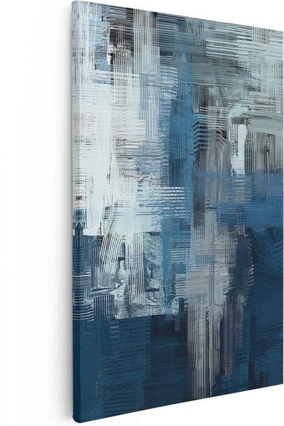 Artaza Canvas Schilderij Abstracte Kunst - 20x30 cm - Klein - Muurdecoratie Blauw - Wanddecoratie Woonkamer - Kamer Accessoires