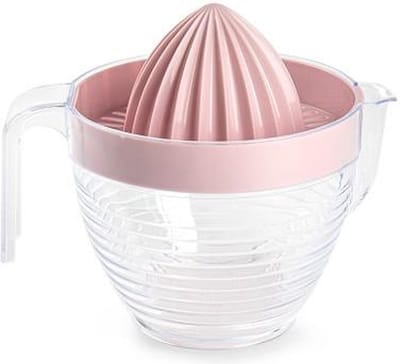 Plasticforte Sinaasappelpers/citruspers - Handmatig - kunststof - 16 x 13 cm - transparant/roze