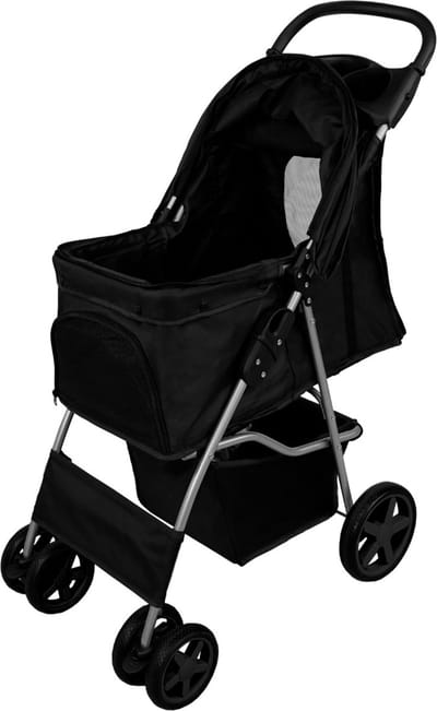 Hondenbuggy met regenhoes - zwart - 15 kg - opvouwbaar