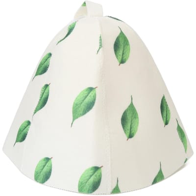 Sauna Hoed Universeel Stijlvol Schattig Groen Blad Print Water Absorberend Beschermend Vilt Bad Hoed voor white