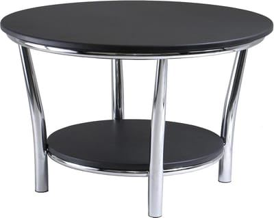 Ronde Salontafel met Onderblad Zwart Hout en Metaal