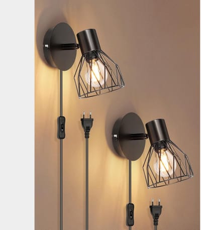 DailySupplies® Wandlamp Binnen met Snoer - Wandlamp met Stekker voor Binnen - Slaapkamer Bedlampje