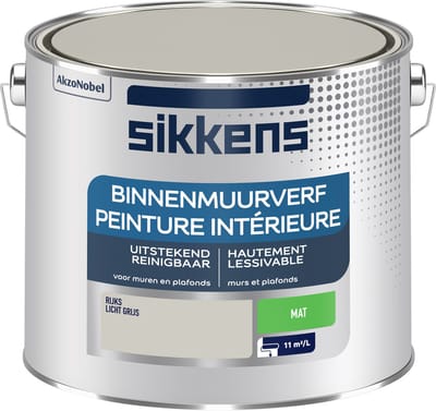 Sikkens - Binnenmuurverf Mat Rijks - Rijks Licht Grijs - 2,5 L