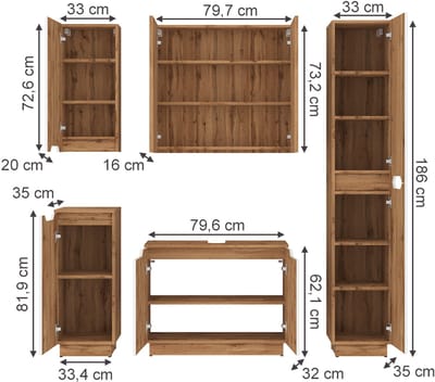 Vicco Badkamermeubelset Lotta, Wit, 5-delig