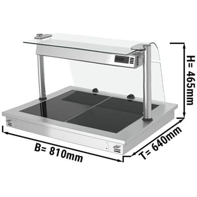GGM Gastro Einbau Warmhalteplatte - 800mm - 2x GN 1/1 - 900 Watt - mit Glas-Hustenschutz Zilver