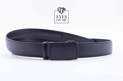 Zwarte lederen riem zonder gaatjes met automatische gesp voor heren ( Model L164 )