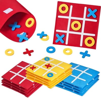 Dailygoods- Tic Tac Toe Spel 12-delig - Vilt Bordspel - Duurzaam Mini-Spel - Cadeautje Kinderen - Reisspel - Perfect voor Feestjes