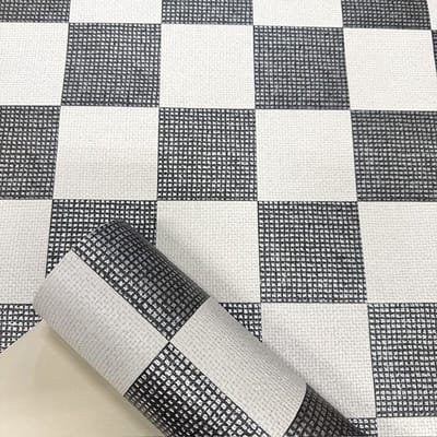 Zwart Wit Blokken Behang Vinyl Afneembaar Vintage Retro Ruitpatroon 10,05 x 0,53 m