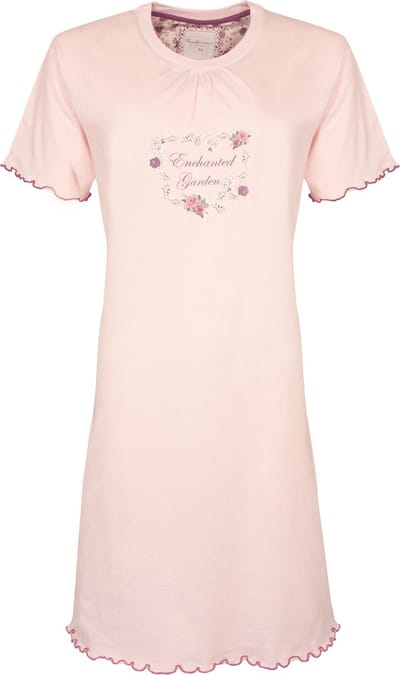 Tenderness Dames Nachthemd - Enchanted Garden Print - Zacht Roze - Maat S