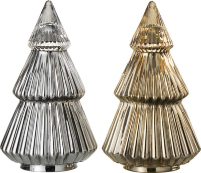 J-line Boom Decoratie Glas Zilver/Goud Small Assortiment Van 2