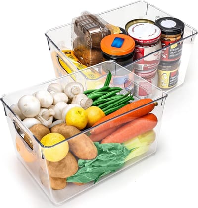 Keuken Opslag Trays - Koelkast Bakken - Keuken Ordenen - BPA-vrij Plastic - 26 cm Lengte - Doorzichtig