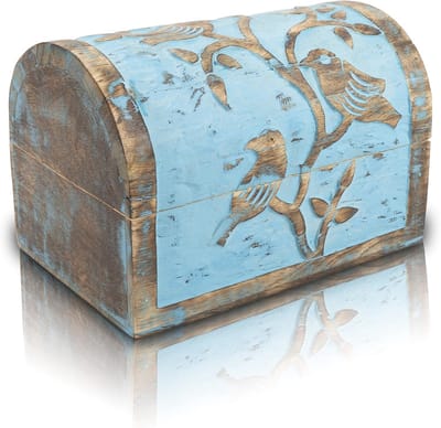 Handgemaakte Houten Sieradendoos met Slot - Decoratieve Opbergkist voor Juwelen en Herinneringen