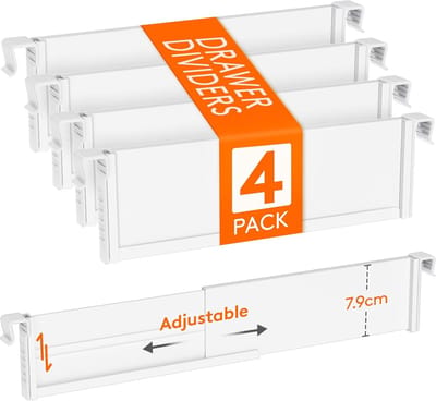 Famanu - Hangende ladeverdelers set van 4 verstelbaar voor make up tafel keuken en bureau wit