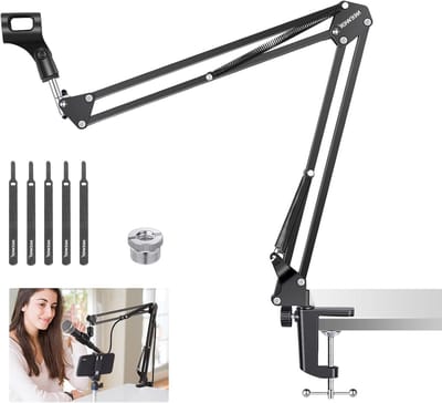 Verstelbare Microfoonarm met Kabelophangingssysteem voor Blue Yeti, Snowball en Quadcast - Maximaal 1.5 kg Belastbaar, Zwart