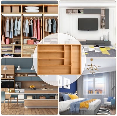 MTTproducts- Besteklade Organizer - Houten Bestekbak - Uitschuifbaar - 6 Compartimenten - 43x30x6 cm - Duurzaam Bamboe Materiaal - Bestekorganizer