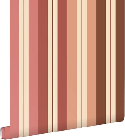 ESTAhome behang strepen roze en bruin - 50 x 900 cm - 132038