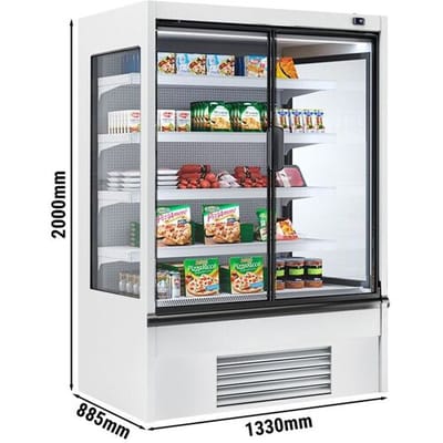 GGM Gastro Wandkühlregal - 1330mm - 711 Liter - mit 2 doppelt verglasten Flügeltüren & 4 Ablagen Wit