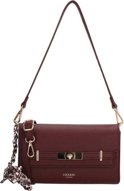 Charm London The Hamptons Schoudertas - Crossbody - Tas - Dames - Sjaaltje - Overslag - Bordeaux rood