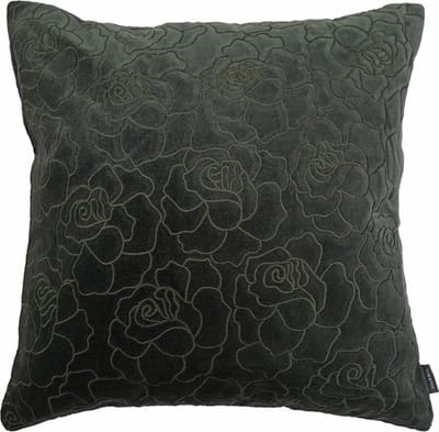 Rose Embroidery Forest Groen Kussen | 45 X 45 | Sierkussen Voor Woonkamer Of Slaapkamer